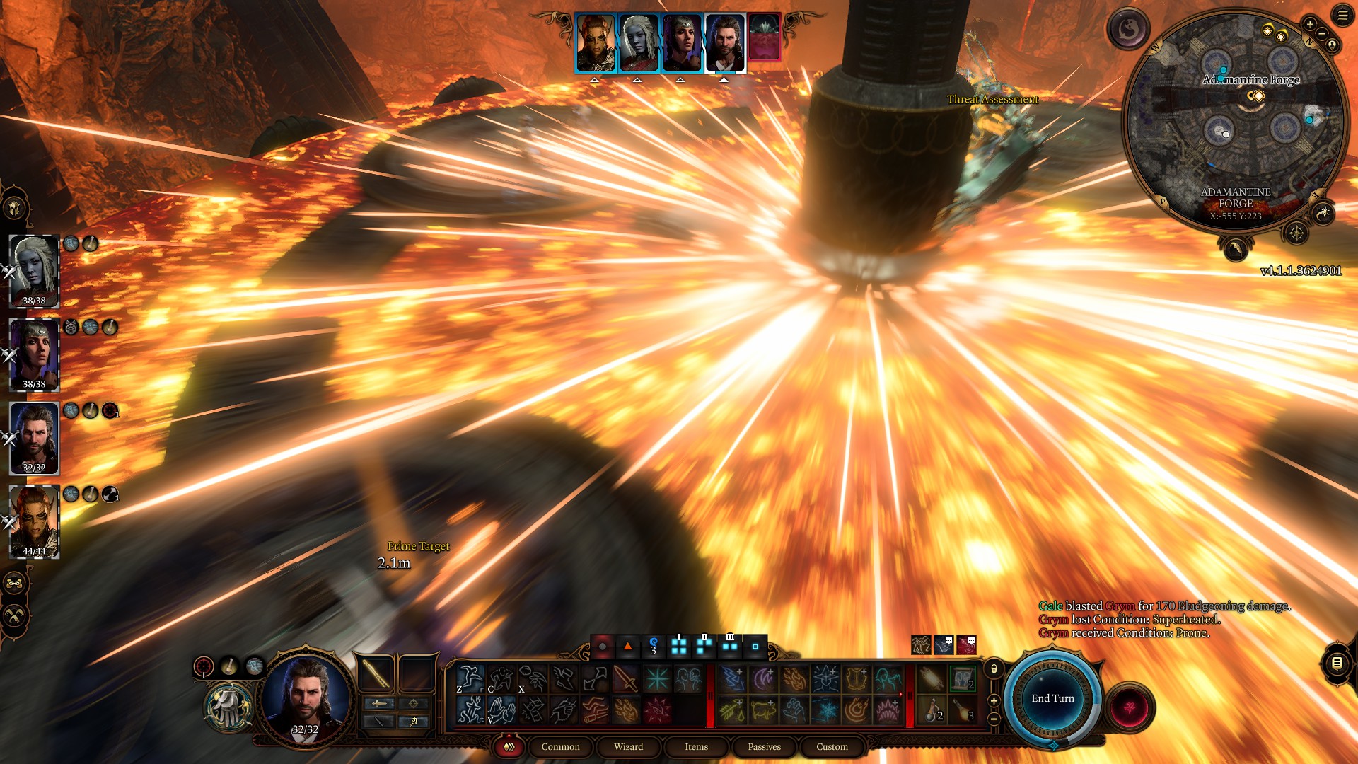 Baldur's Gate 3 Adamantine Forge hammer hits Grym.
